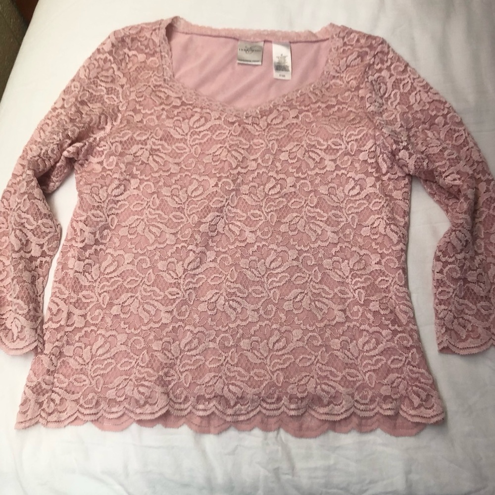 Emma James Pink Lace Long Sleeve Size Medium dainty coquette balletcore